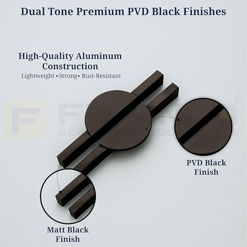 Image of Polo 19 cm Aluminum Wardrobe Handle /Black TT Finish /160mm Hole to Hole /Modern Wardrobe & Cabinet Pull Handle for Home & Office Furniture /Wardrobe Door Handle - Pack of 1(Right)