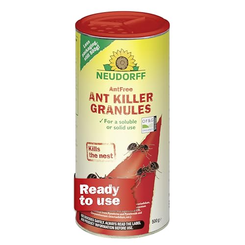 Neudorff AntFree Ant Killer Granules Effective ant control against ants and nests around the house. Fast acting control. For soluble or solid use 500 g