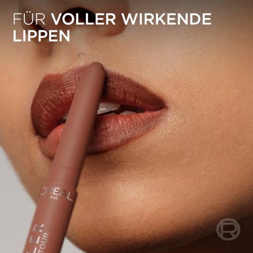 L'Oréal Paris Blurfiller Lipliner, Für sanft definierte, weichgezeichnete Lippen, Lip Contour, Cremige Textur, 485 Nude Espresso,1x Stück – Ansicht 4