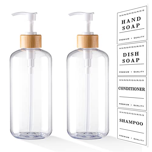 Guxacu Clear Soap Dispenser Set 16Oz Plastic Soap Dispenser Hand And Dish Soap Dispenser For Kitchen Refillable Soap Lotion Dispenser For Shampoo Conditioner Bathroom cover