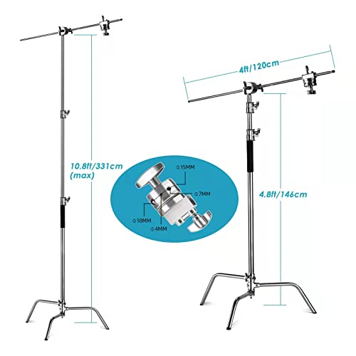 C Stand With Boom Arm-Photography Stand - Max Height 10.5Ft/320Cm Photography Light Stand With 4.2Ft/128Cm Holding， Pro 100% Stainless Steel Heavy Duty By Altson #TOP1