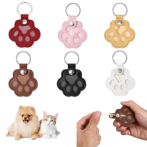 6 Stück Schlüsselanhänger für Tierhaare Tierhaar Erinnerung Personalisierte Aufbewahrungsbox Tierhaare Katze Pfote Keychain Schlüsselring Haustier Gedenk Kreatives Gedenkgeschenk für Tierliebhaber