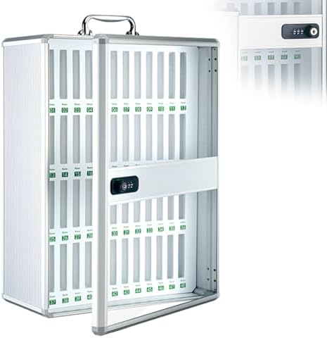 Wall-Mounted Cell Phone Locker Box with Combination Lock, Aluminum Alloy Storage Cabinet for 12/24/36/48/60 Phones, Ideal for Classrooms and Factories