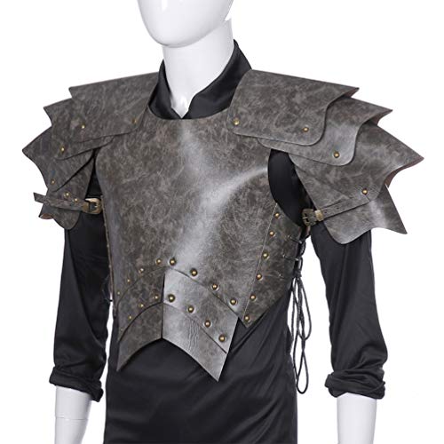 Kisangel Armadura de ombro gótica Steampunk de couro de poliuretano, fantasia de guerreiro, colete d