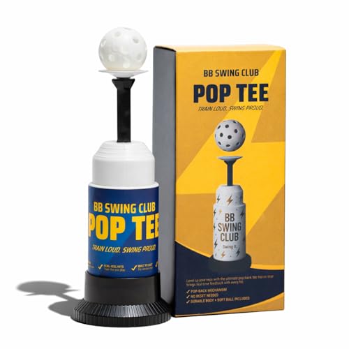 BB Swing Club Pop Tee, Pop-Up Baseball Trainer for Hitting Practice, Tee Popper Training Equipment with Ball Launcher Action, Skill Development Tool for Timing, Contact, and Swing Mechanics