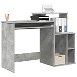 Poids: 27.2 kg Tomostar Bureau d\'ordinateur avec Rangement, Table Informatique Table d’étude Gris béton 120.5 x 44 x 88.5 cm
