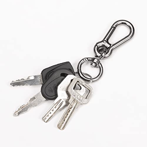 Seadesky Carabiner Clip Keychain Hooks 4Pcs W/ 12Pcs Key Rings, Swivel Eye Snap Hook Keyring Key Chain Holder Organizer For Car Key Finder Keyfob (Gun Grey) #TOP6