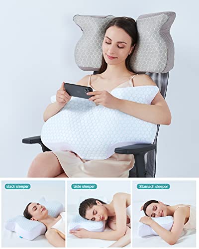 Foamula Cervical Memory Foam Pillow, Contour Cooling Pillows For Neck And Shoulder Pain, Ergonomic Orthopedic Sleeping Neck Contoured Support Pillow For Side Sleepers, Back And Stomach Sleepers #TOP6