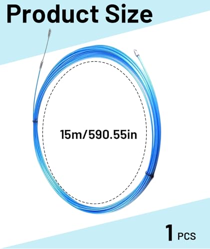 Image of 15M Wiring Spring, Blue Wire Puller for Electrician, Professional Wire Lead Threading Device Tool for Easy Cable Installation