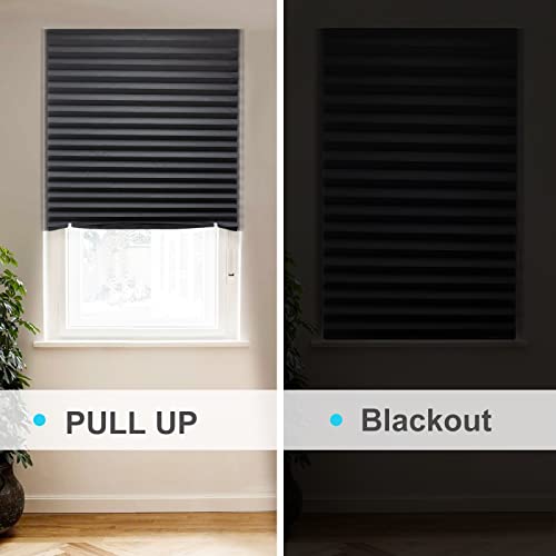 Myshade 6 Pack Temporary Blackout Paper Shades For Windows,Paper Pleated Blinds With Adhesive,No Tools No Drilling Free Cut Size Paper Room Darkening Shades(Black, 36" W X 72" H) #TOP4