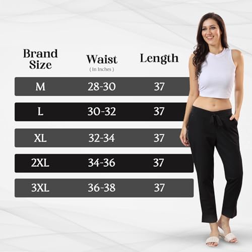 Image of TRASA Ultra Soft Cotton Regular and Plus 8 Colour Cotton Pants for Womens and Girls - Available Sizes : M,L,XL,2XL,3XL,4XL,5XL