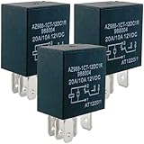 AZ988-1CT-12DC1R Relay (3-Pack) Replaces 4671168E 72472M 12V 20A/10A 5-Pin for Toyota, Honda and Ford Models - Fixes Headlight, Wiper and Power Window Fuel Pump Failures