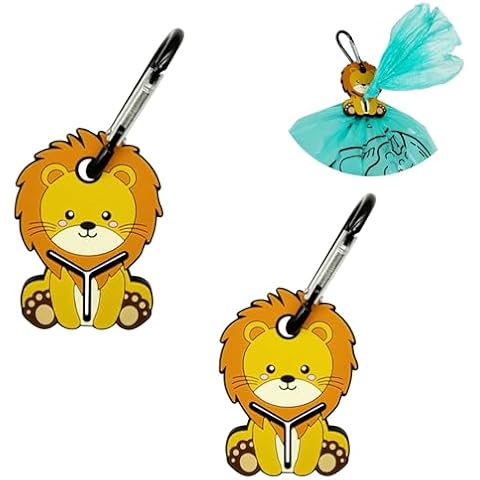 YUCHIYA 2 PACK Luminous Poop Bags Clips for Leashes Silicon Dog Poop Bag Holder Dispenser Hands-free Poop Bag Holders for Leashes Dog Walking Accessories (Lion) Cover