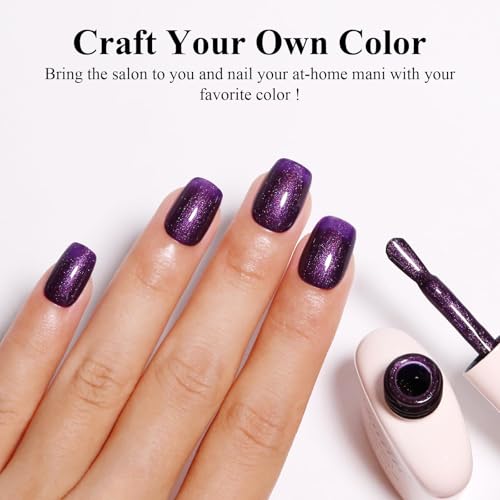 Glitter Gel Polish esmalte de uñas violeta oscuro brillo 10 ml miniatura 7