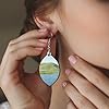 Wooden earrings for women African wood hoop Ethnic Style dangle earrings Fashion Jewellery Gift Supplies Green Mountain Blue Lake Scenery aretes de madera para mujer #4