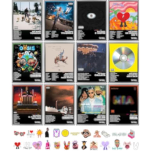 Unique America Bad Bunny Album Cover Posters - 12x16' Total 12 Posters & 25 Stickers, Black Design, Unframed