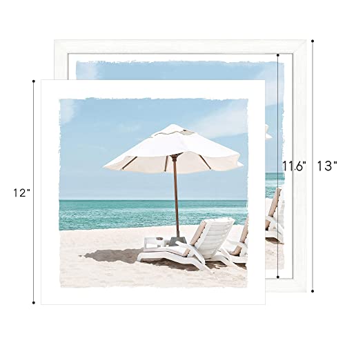 Coastal Pictures Wall Art Framed: Bathroom Small Beach Shell Artwork Seaside Ocean Picture And Seascape Painting Landscape Photo Print For Living Room(13''X13'') #TOP6