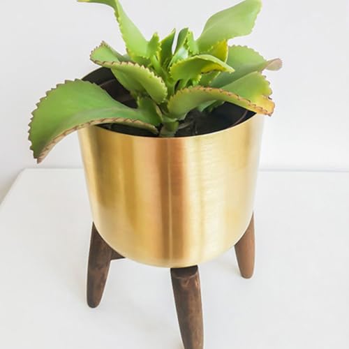 Pot de fleurs moderne en fer et bois support plante intérieur - 8