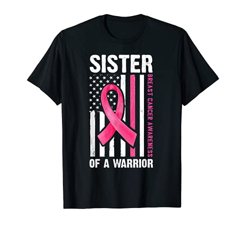 I Wear Pink Ribbon Hermana Cáncer de Mama Guerrero Chica Hermana Camiseta