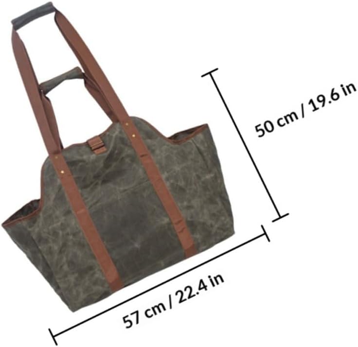 TOYANDONA Waterproof Waxed Canvas Firewood Carrier Tote Bag Large Capacity Firewood Log Holder Storage Bag for Outdoor Fireplace and Fire Pit