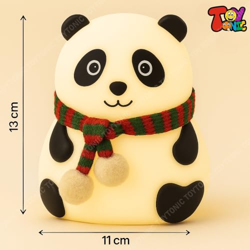 Image of TOYTONIC Panda Night Light for Kids - Soft Silicone Rechargeable Lamp with Tap Control, Multi-Color Modes, and Non-Slip Base - Perfect for Bedside, Baby Rooms, and Gifting