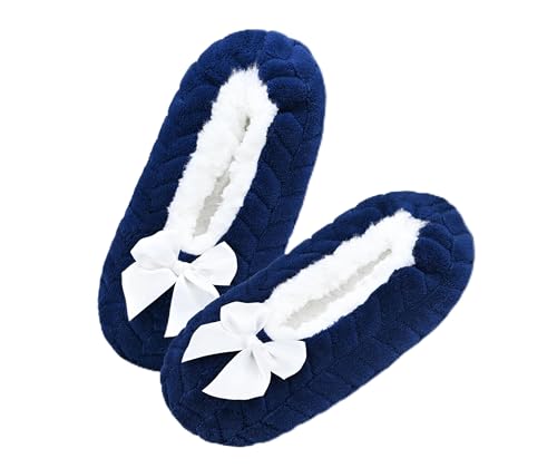 Image of Keyela Women Cozy Warm Slipper Socks, Non Slip Gripper Indoor House Socks | Soft warm cozy fabric, gripper anti-slip bottom for bedroom, lounge and all indoor daily use