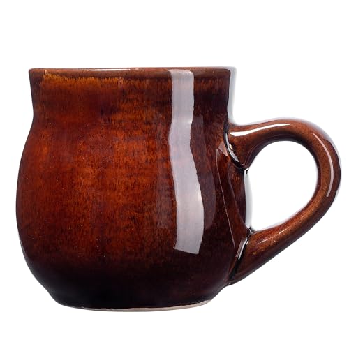 KADAX Taza de barro de 250 ml, 1 pieza, taza de cerámica con asa para vino caliente, hidromiel y té, taza de cerámica hecha a mano, taza de Navidad, taza de vino caliente de arcilla