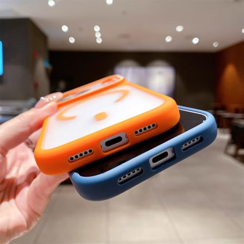 Coque TPU iPhone 14 Pro transparente magnétique orange de luxe - 5