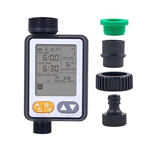 Temporizador automático de riego de jardinería, controlador inteligente de sistema de riego con detección de lluvia, 10 programas, ajuste de entrada, alta compatibilidad para jardín, balcón, césped