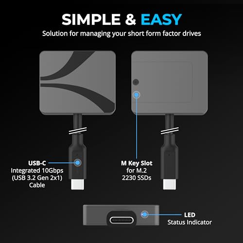 Image of SABRENT USB-C Enclosure for M.2 2230 PCIe NVMe SSDs, 10Gbps Transfer Speed, UASP and Trim Support, Compatible with Windows, macOS, Linux (EC-NE30)