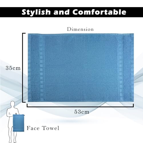 Image of Kuber Industries Pack of 6 Cotton Hand /Face Towels For Men & Women | Easily Washable | Workout Gym Napkins For Men | Pocket Towel - Dark & Sky Blue