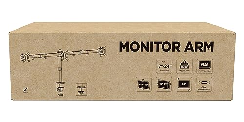 MounTeck Monitor Halterung 3 Monitore für 17-24 Zoll Flach & Curved Bildschirm, vesa 75x75 100x100 3 Monitor Tischhalterung, 7 kg/arm, Bildschirmhalterung 3 Monitore mit 2 Installationsarten