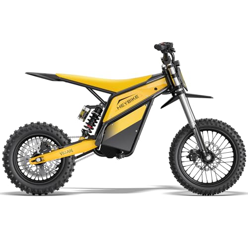 Heybike Villain Electric Dirt Bike with 4160W Motor 1352WH Battery Up to 50 Miles Range 14/12 Fat Tire Electric Bike with Hydraulic Brakes & Dual Suspension Off-Road E-Bike (Sunflower Yellow)