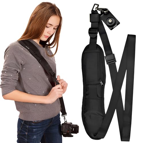MZSX Camera Shoulder Strap with Safety Tether - Adjustable Padded Design, Quick-Release Mount for DSLR