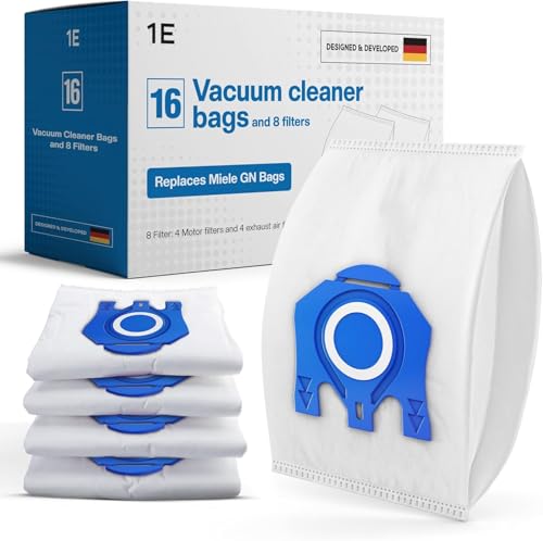 16 G/N Vacuum Bags for Miele C1-C3, S8000 Series + 8 Filters