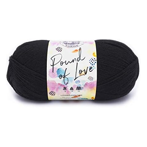 Lion Brand Yarn Pound of Love, Value Yarn, Large Yarn for Knitting and Crocheting, Craft Yarn, Black Cover