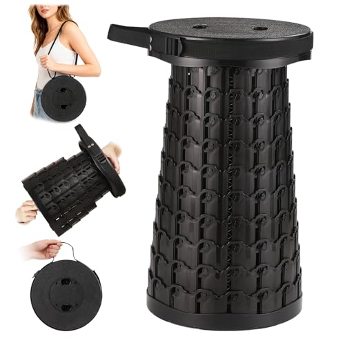Image of Spisces 2026 Heavy Duty Collapsible Stool | 600lbs Capacity, 18-in Tall Lightweight 2.6lbs Portable Retractable Telescoping Stool for Adults, Camping Fishing Hiking Travel BBQ