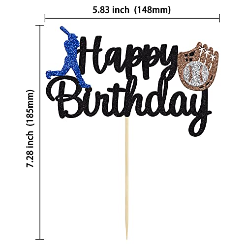Gyufise 1Pc Baseball Theme Cake Topper Happy Birthday Baseball Player Cake Decoration For Baseball Sports Party Theme Party Decoration … thumb #1