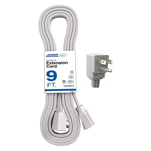 Appliance Extension Cord - 9ft Heavy Duty Gray Extension Wire for Air Conditioner, Refrigerator, & All Major Appliances - 14 Gauge High Voltage 3 Prong Flat-End Appliance Cord, for Indoor use
