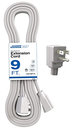 Appliance Extension Cord - 9ft Heavy Duty Gray Extension Wire for Air Conditioner, Refrigerator...
