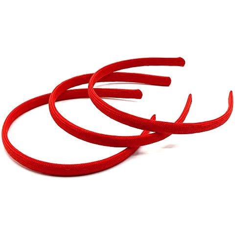 Pack of 3 Fabric Alicebands, Hair Bands, Girls Headband Hair Accessories School Colours (Red) Cover