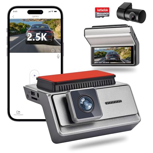 Dash Cam Front and Rear - 1080P UHD Car Camera with 64GB Card, Night Vision, Wi-Fi, GPS, 3.16'' IPS Screen, 160° Wide Angle, 24H Parking Monitor