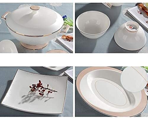 Zestawy obiadowe Zestaw naczyń, Porcelana kostna 50-szt. Bankiet, Luksusowa zastawa stołowa z porcelany kostnej, Serwis dla 10 europejskich osób w stylu retro