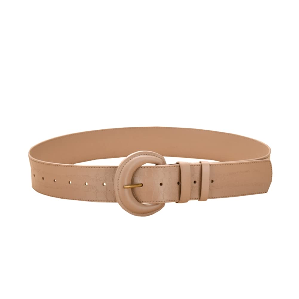 ToptimWomens Leather Belt Smooth Slim Wide Waistband 48mm for Dress Jeans Long Coat