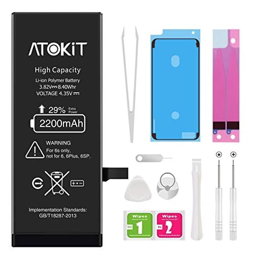 Batterie pour iPhone 6S 2200mAh, ATOKIT Haute Capacité 6S Batterie Interne de Replacement avec Kit D'outils de Réparation Professionnel, Garantie 2 an (iPhone 6S)