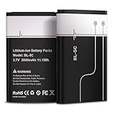 Battery for BL-5C,[3000mAh] 2PCS High Capacity Replacement Battery Compatible with Home Radio, Camera, TV Remote Control, GPS with Current Protection