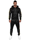 bolf uomo tuta sportiva completo da jogging da fitness felpa set da ginnastica pantaloni da corsa workout da yoga palestra stile sportivo 3a165 nero l [4d4]