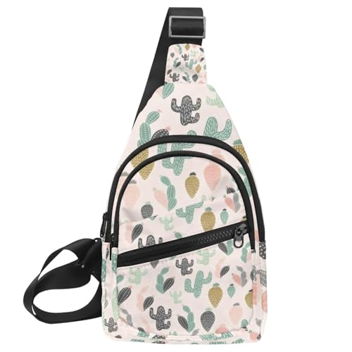 Sac à dos à bandoulière rose motif cactus taille unique pour randonnée et voyage