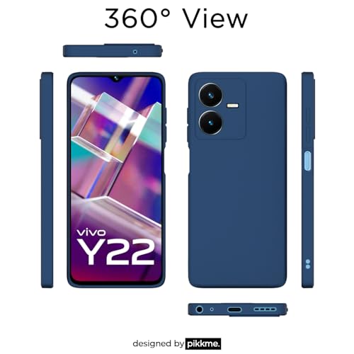 Image of Outlouders Back Cover for Vivo Y22 | Camera Protection | Durable Soft Matte Silicone Bumper Case (Blue)
