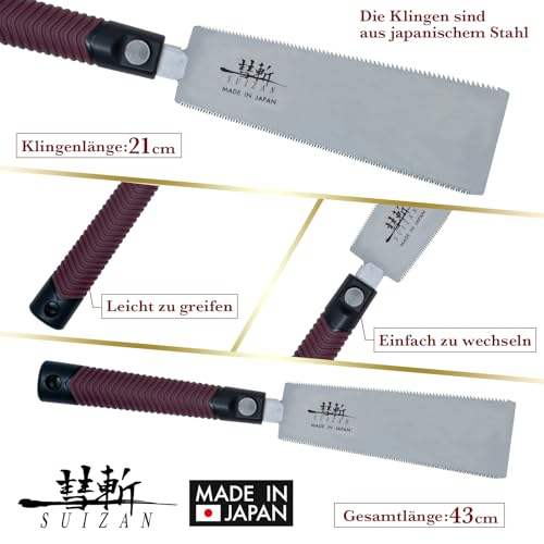 SUIZAN Ryoba Zweischneidige Säge 210mm - Professionelle Japansäge Zugsäge Handsäge Holz Saw Holzbearbeitungswerkzeuge